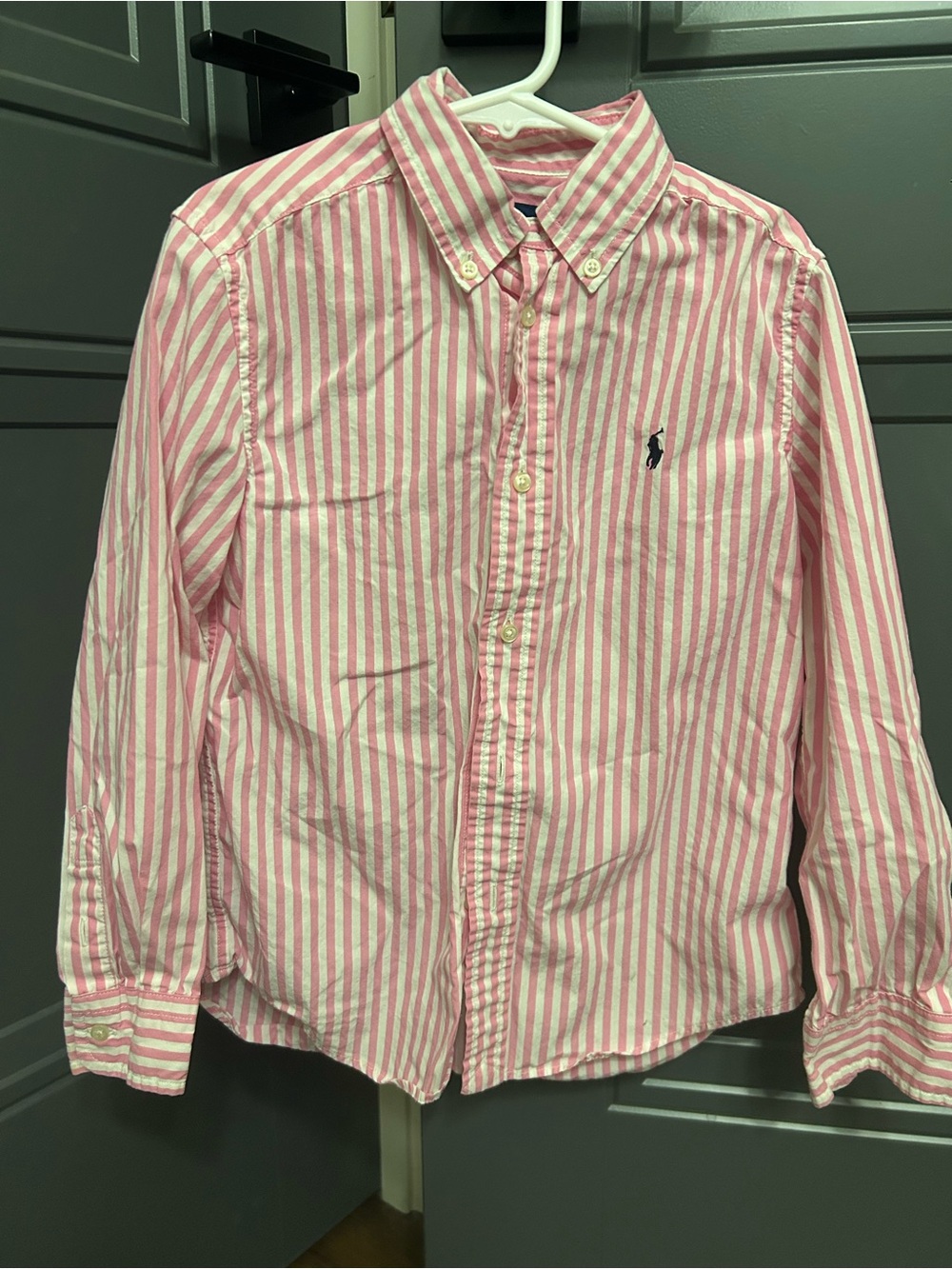 Ralph Lauren Pink and White Striped Button-Down Shirt